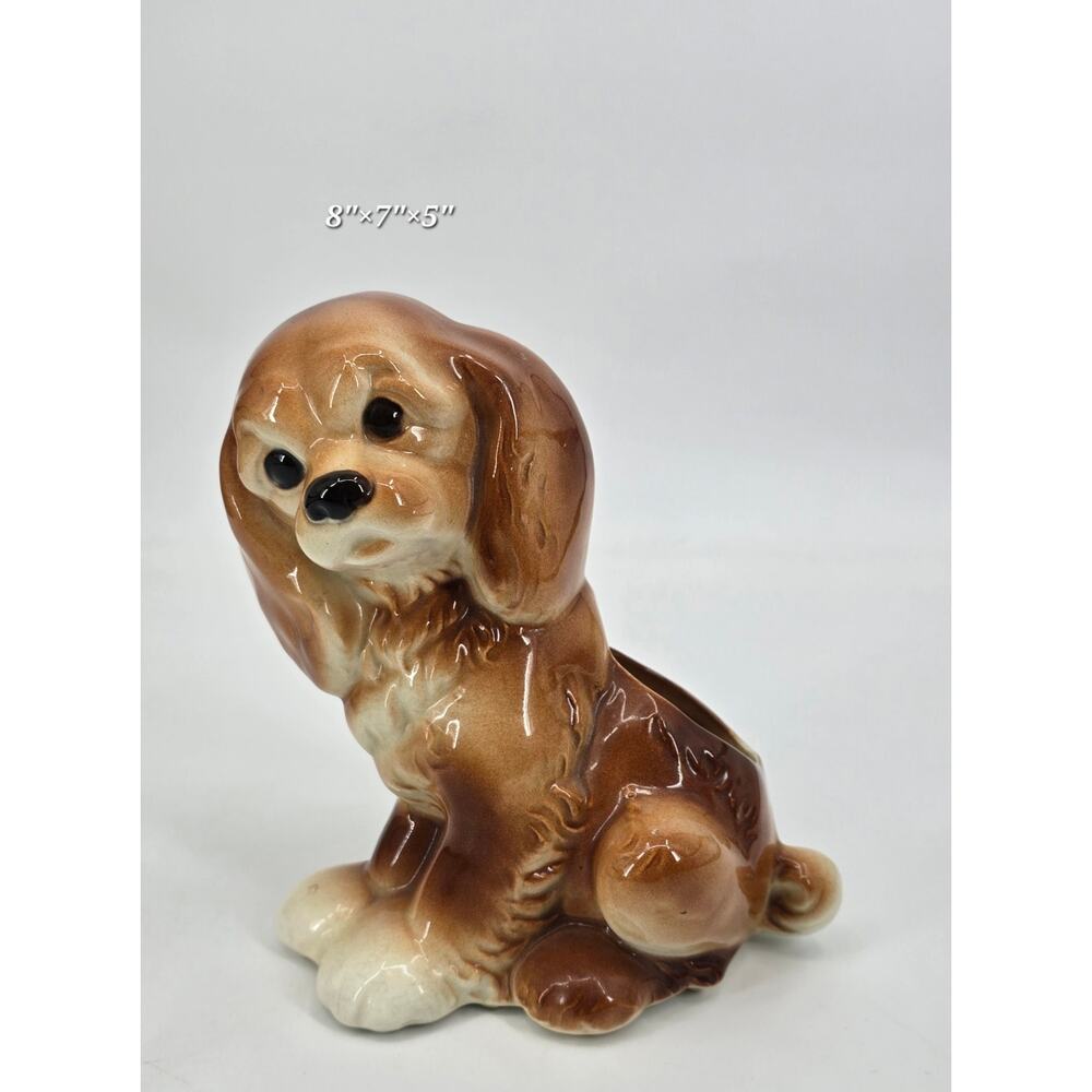 Vintage Royal Copley Cocker Spaniel Planter‎ Ceramic Dog Figurine MCM Kitschy